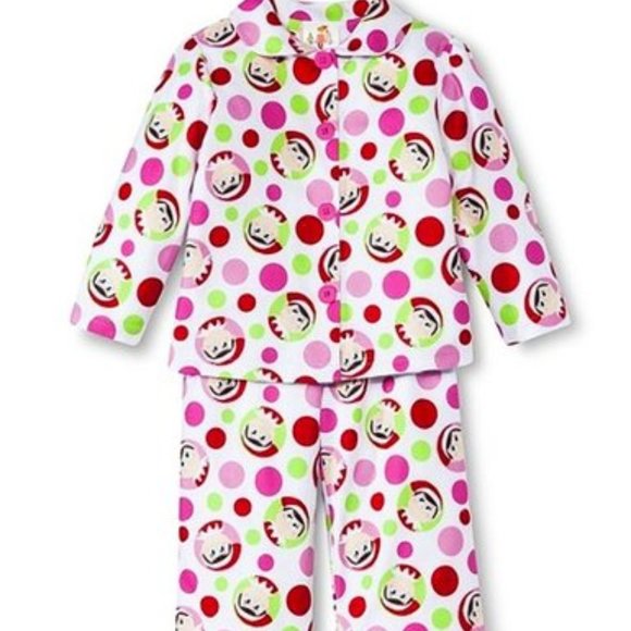NEW Girls Elf On The Shelf Dot Button Up Flannel Pajamas 4T NWT - Picture 2 of 5